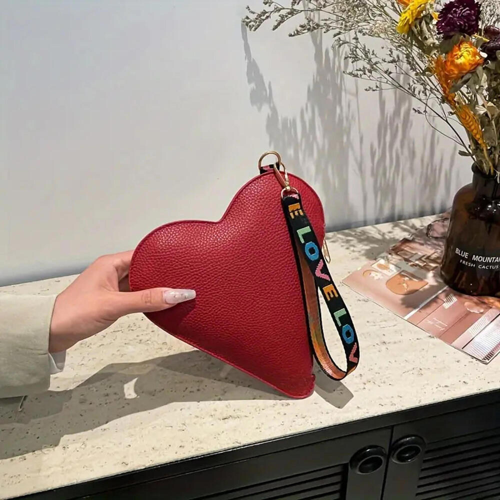 Red Heart Cell Phone Purse Wallet Handbag Leather